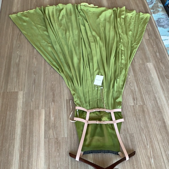 Valentino made in Italy lime green silk leather straps size 40(6) maxi dress - Picture 10 of 17